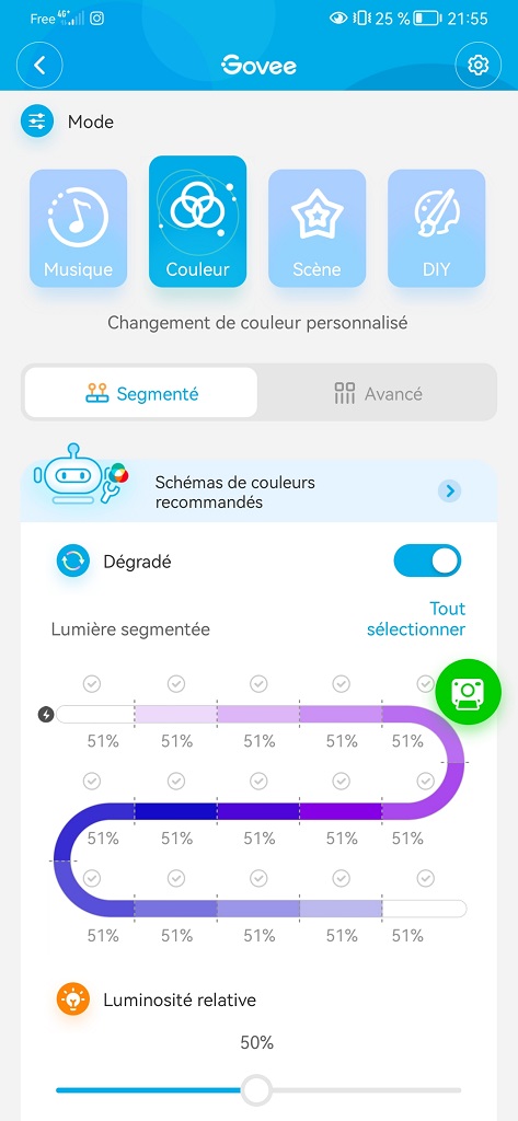 Application Govee - Mode couleur